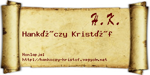 Hankóczy Kristóf névjegykártya